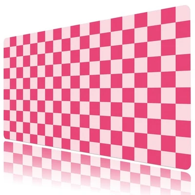Pink Pastel Checkerboard Mouse Desk Pad for Keyboard Desk Mat 31.5x15.7 inch - Image 1 of 4