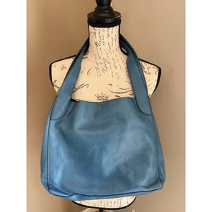 Misako Blue Leather Magnetic Closure Hobo Tote Bag Purse - Picture 1 of 11