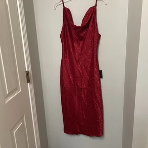 Lulus Womens Satin Long Slip Dress Open Back Red Size XL Party Holiday Floral - Picture 1 of 12