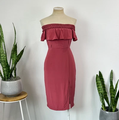 KOOKAI LOVELAND DRESS – 8 AUS – 100% SILK – GRAPE PURPLE – OFF SHOULDER MIDI - Image 1 of 4