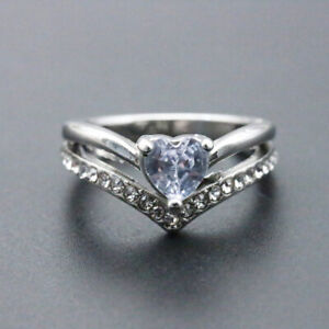 Split Shank Heart Ring Promise For Women Engagement Wedding Anniversary Jewelry
