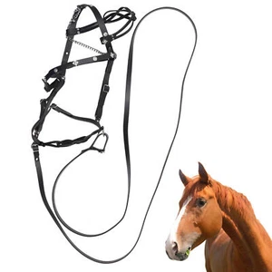 Horse Halters and Lead Ropes PU Leather Halter and Lead Ropes for Horses - Picture 1 of 12
