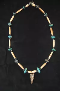 Arizona Rattlesnake Tail Necklace Bone Beads Oxidized Brass Beads AZ Turquoise - Picture 1 of 2