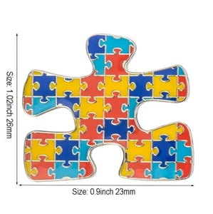 Autism Awareness Multi Puzzle Piece Metal Enamel Clutch Hat Backpack Vest Pin - Picture 1 of 3