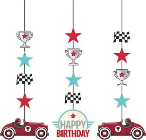 Vintage Race Car Adult Kids Birthday Party Decoration Hanging Cutouts - Picture 1 of 1
