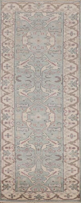 Auténtica alfombra de corredor india Oushak anudada a mano de 8 pies 3x8 Foto 1 de 4