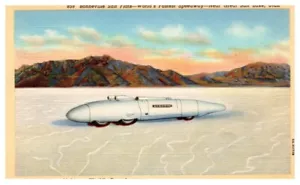 GIANT RACER making a World's Record BONNEVILLE Salt Flats UTAH linen - Postcard - Bild 1 von 2