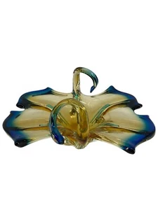 Murano Art Glass Sommerso Blue and Amber Certerpiece Cristallo Venezia Glass - Picture 1 of 7