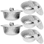  5 Pcs Barbecue Foil Pan with Lid Camping Grill Pot Aluminum Christmas