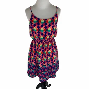 Everly Women's Sheath Mini Dress S Small Sun Dress Geometric Print Colorful - Picture 1 of 12