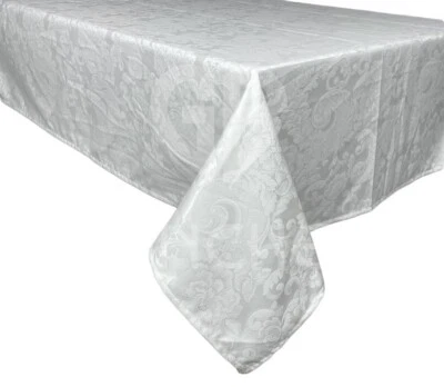 Servizio Tavola Tovaglia con Tovaglioli Fiandra di Cotone Damascata Bianco - Immagine 1 di 4