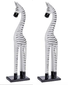 Zebra Tall Handmade Carved Animal Wood Free Standing Painted Fair Trade 50cm - Picture 1 of 3