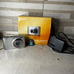 CANON Power Shot A3100 IS Camera Digitale 12.1 MP Argento Completa + 2 BATTERIE - Foto 1 di 17