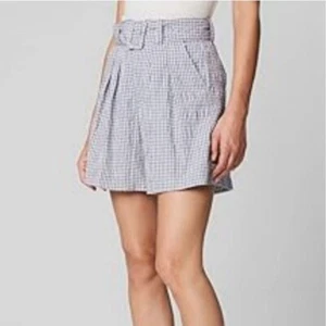 Blank NYC Shorts Women's 28 Gray Seersucker Gingham Plaid Belted Comfortable - Picture 1 of 12