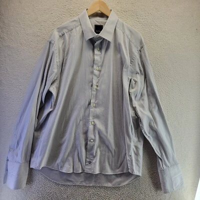 Camisa de vestir David Donahue con botones delanteros para hombre 17,5 36/37 azul algodón 2XL Foto 1 de 4