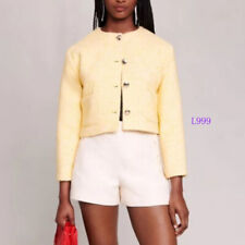 Maje Tweed Short Coat Round Neck Long Sleeve Top for Women Fashion New