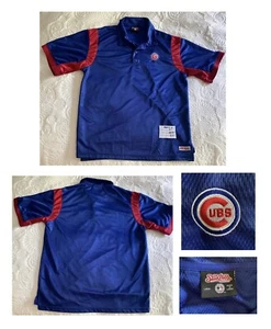 Vintage STITCHES Cubs Shirt Mens Large Polo Chicago BLUE Embroidered Logo VGC - Picture 1 of 7