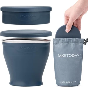 8oz Collapsible Silicone Travel Cup w/ Lid & Bag - Picture 1 of 5