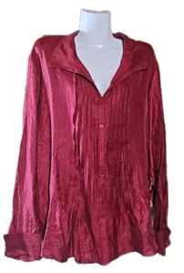 Coldwater Creek Womens Top Blouse Long Sleeve Size 2 XL Red Glam Casual Preppy - Picture 1 of 5