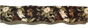 Waverly Williamsburg Magnolia Dogwood Black Floral Stripe 78" x 17" Valance - Bild 1 von 3