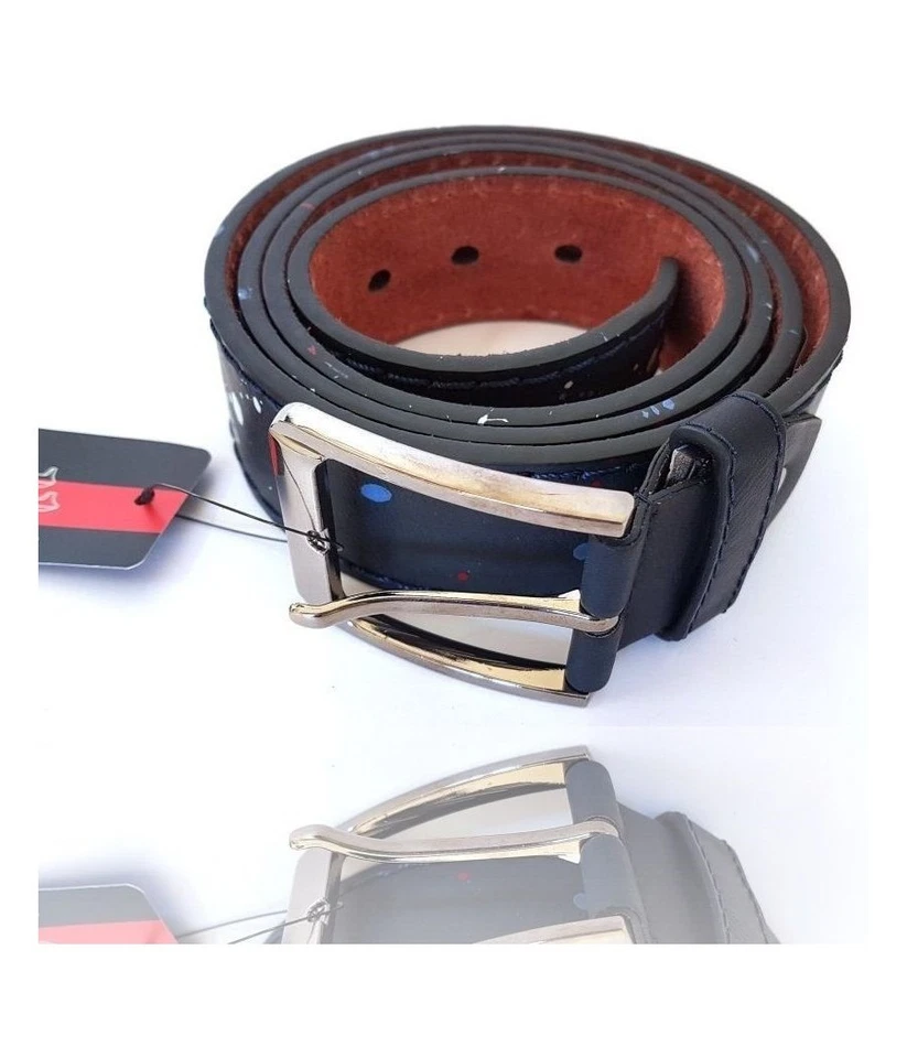 Cinta Cintura Uomo Pelle Blu Effetto Schizzo Elegante Glamour Fashion - Immagine 1 di 1