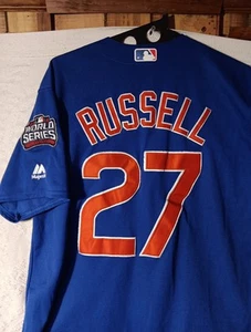 2016 World Series Chicago Cubs Russell 27 Majestic Cool Base Jersey Mens Medium - Picture 1 of 8