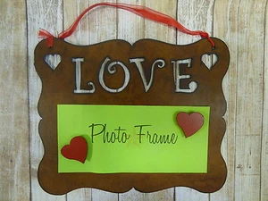 Cute Love Steel Metal Hanging Photo Note Magnet Sign With 2 FREE Heart Magnets - Picture 1 of 6