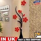 DIY Vase Flower Tree Crystal Arcylic 3D Wall Sticker Decal Art Home Decor (Red)
