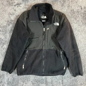 The North Face Denali Jacket Hoodie Mens Medium Black Gray Fleece Full Zip USA - Picture 1 of 9