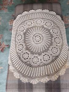 Vintage Cream Coloured Cotton Crochet Large Doily/ Small Tablecloth