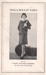 Conjunto de 4 Piezas Vestido Sombrero Bolso Tioga Boucle Hilo Vintage Tejido Patrón 101 - Imagen 1 de 1