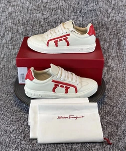 Salvatore Ferragamo Pedros Sneaker Women's Size 10 C White / Lipstick red - Picture 1 of 11