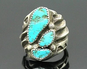 SELLO DISTINTIVO FL JR NATIVO AMERICANO DE COLECCIÓN GENUINO PLATA ESTERLINA TURQUESA 11.75 - Imagen 1 de 7