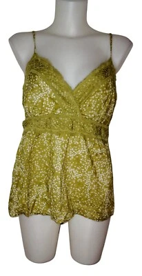 Camiseta sin mangas Y2k para mujer con ribete de encaje verde Babydoll Fairy Grunge Coquette Cami talla L Foto 1 de 4