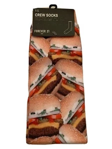 Calze Uomo Crew Hamburger/Cheeseburger ��TAGLIA UNICA POLIESTERE Foodie - Foto 1 di 7