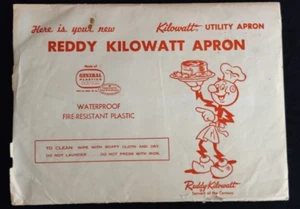 Vintage REDDY KILOWATT Advertising PLASTIC FULL APRON in Original Package - Picture 1 of 5