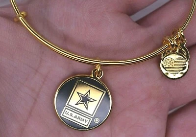NUEVO NUEVO CON ETIQUETAS Alex and Ani US Army Pulsera Oro Brillante Foto 1 de 3