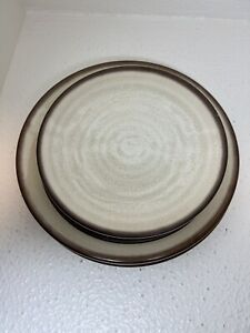Melamine 100% Plates Brown Tan 3 Dinner 4 Luncheon Lot Camper RV Tiny House