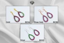 Ruby Zoisite Beautiful Lovely Gemstone Earrings Drops and dangle Brass jewelry