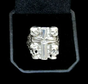 STERLINGSILBER RING MIT TOTENKOPF & KREUZ #19G200412 - Bild 1 von 2