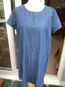 new tags uk 18 anko short sleeve blue wash denim dress back zip - Picture 1 of 4