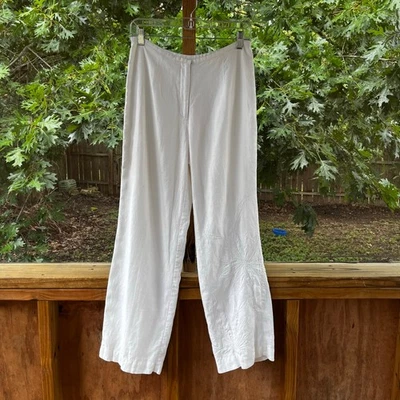 Pantalones para mujer Susan Bristol vintage de lino blanco talla 8 Foto 1 de 4
