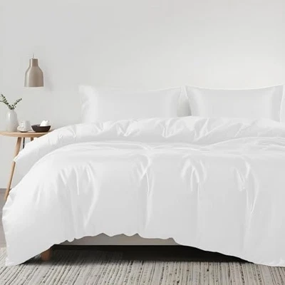  Tencel Lyocell Duvet Cover Set, Eucalyptus Cooling Lightweight Queen White - Image 1 of 4