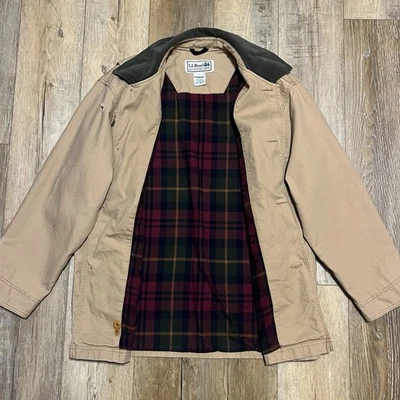 Abrigo Chaqueta De Colección LL Frijol Franela Forrado Tareas de Granero Cuello Pana Para Hombre’s L Tostado Foto 1 de 4