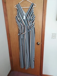 Maurice's Size XL New With Tags Jumpsuit Sleeveless Lined Crepe Striped NWT - Picture 1 of 9