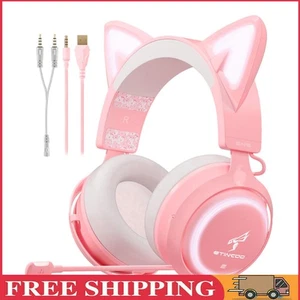 Over-Ear-Headset, leuchtende Gaming-Kopfhörer mit Mikrofon (Rosa 3,5 + USB) - Afbeelding 1 van 12