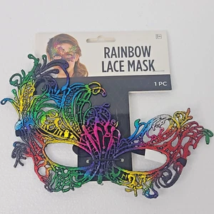 RAINBOW LACE MASK Masquerade Venetian Halloween Costume Accessory NEW - Picture 1 of 2