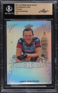 Leaf Sports Heroes 2017 preproducción Prismatic Lance Armstrong 1/1 BGS auténtico - Imagen 1 de 2