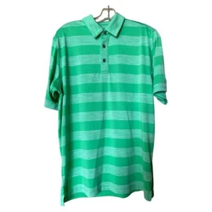 Pebble Beach Dry Luxe Men’s Polo Shirt Medium Performance Golf Lime Green Stripe - Picture 1 of 9