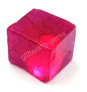 119.00 Ct Natural Red Ruby Cube Rough Dyed Certified African Loose Gemstone M25 - Picture 1 of 9